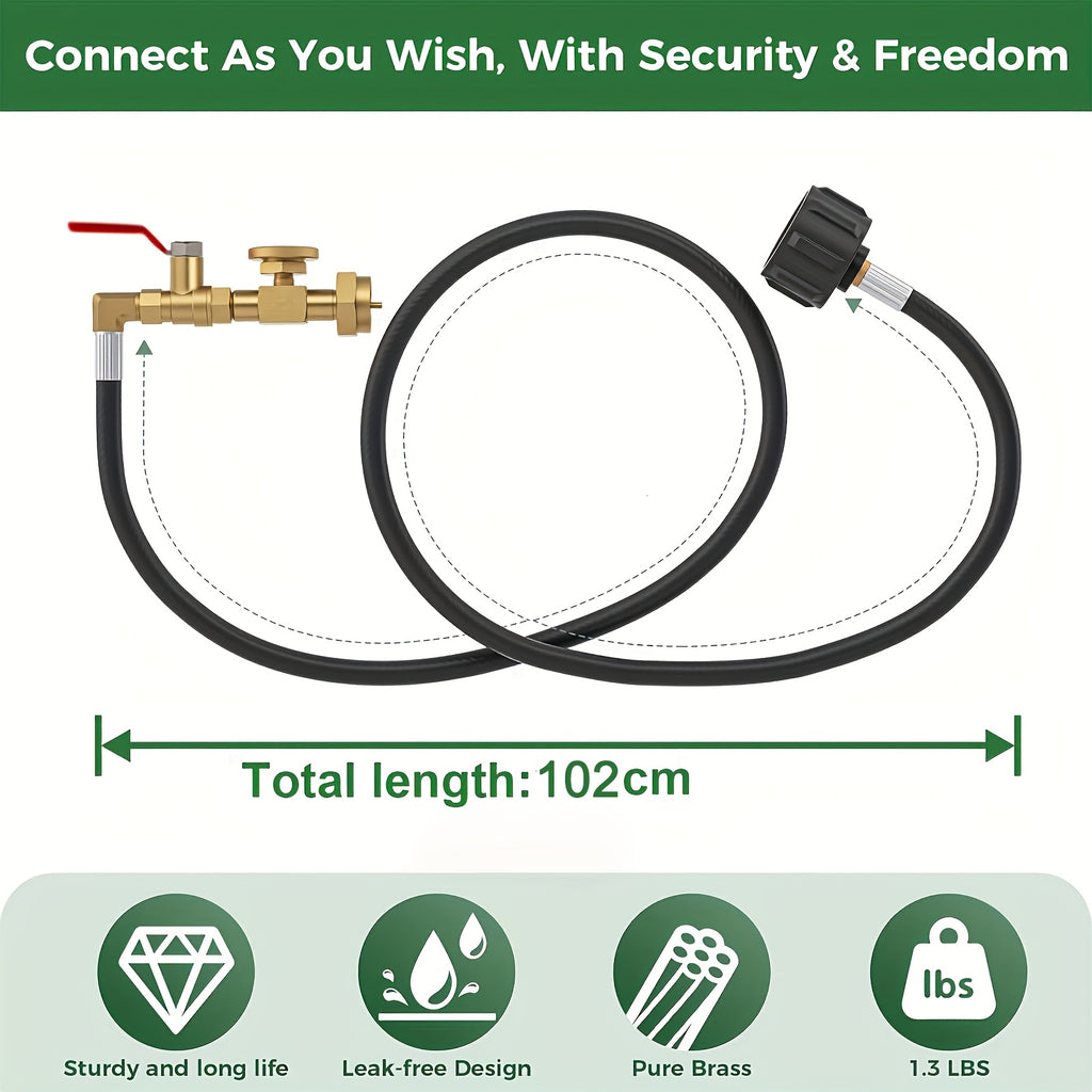 Propane Refill Adapter Hose For 1 Lb Tanks, Propane Tank Refill Adapter Rubber Hose With Pressure Gauge Propane Tank Filler 350 PSI High Pressure Camping Grill (QCC/Type1 Inlet) 1LB Propane Tank Adapter Connector With On/Off Control Valve