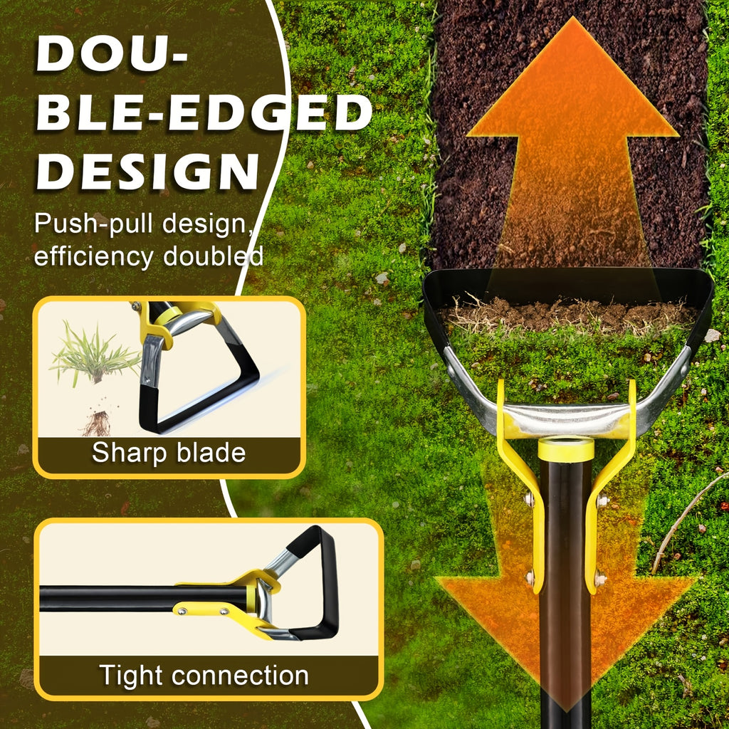 Hoe Garden Tool -Scuffle Garden Hoes for Weeding Gardening Long Handle Heavy Duty - Adjustable Weeding Loop Stirrup Hoe