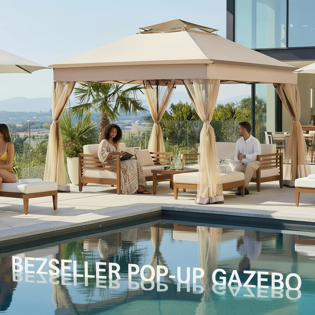 Bezseller 11 X 11 Pop Up Gazebo Tent Featuring Mosquito Netting, Large Outdoor Canopy Tent That Is Quick to Set Up And Easy to Transport, Water-Resistant Oxford Tarp Shelter Suitable for Patio, Garden, Or Backyard