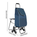 Climbing Stairs Luggage Cart Trolley with Waterproof Bag & Chair Folding Grocery Shopping Trolley Portable Folding Cart with Climbing Stair Wheels for Effortless Grocery Transport