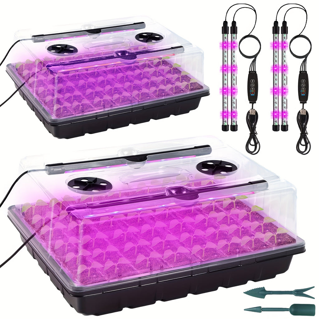 96 Cell Self-Watering Seed Starter Tray With Grow Light, Seed Starter Kit Humidity Dome, Indoor Seedling Starter Tray, Seed Starting Trays For Plant Germination, Seeds Growing, Timing, 10-level Brightness Adjustment