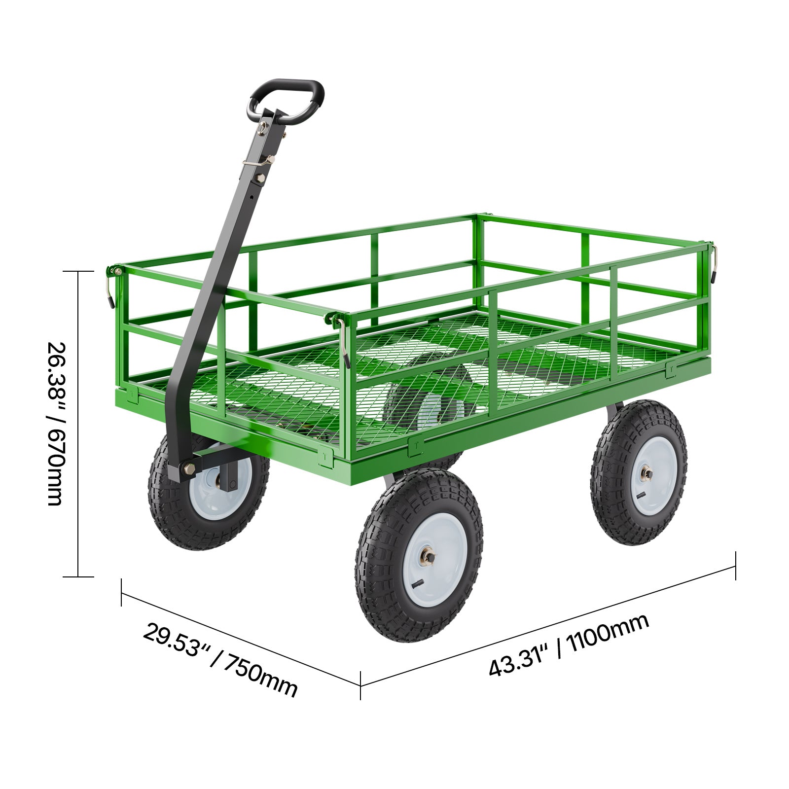 VEVOR Steel Garden Cart 680/900/1200lbs Capacity Heavy Duty Wagon Cart 13in Tires