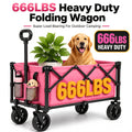 PAW Heavy-Duty All-Terrain Folding Wagon, Black/Red, 366-666 LBS. 600D Oxford Cloth, No Assembly. Universal Wheels, Adjustable Anti-Slip Handle. Ideal for Shopping, Camping, Vending & Yard Storage, Sturdy & Durable