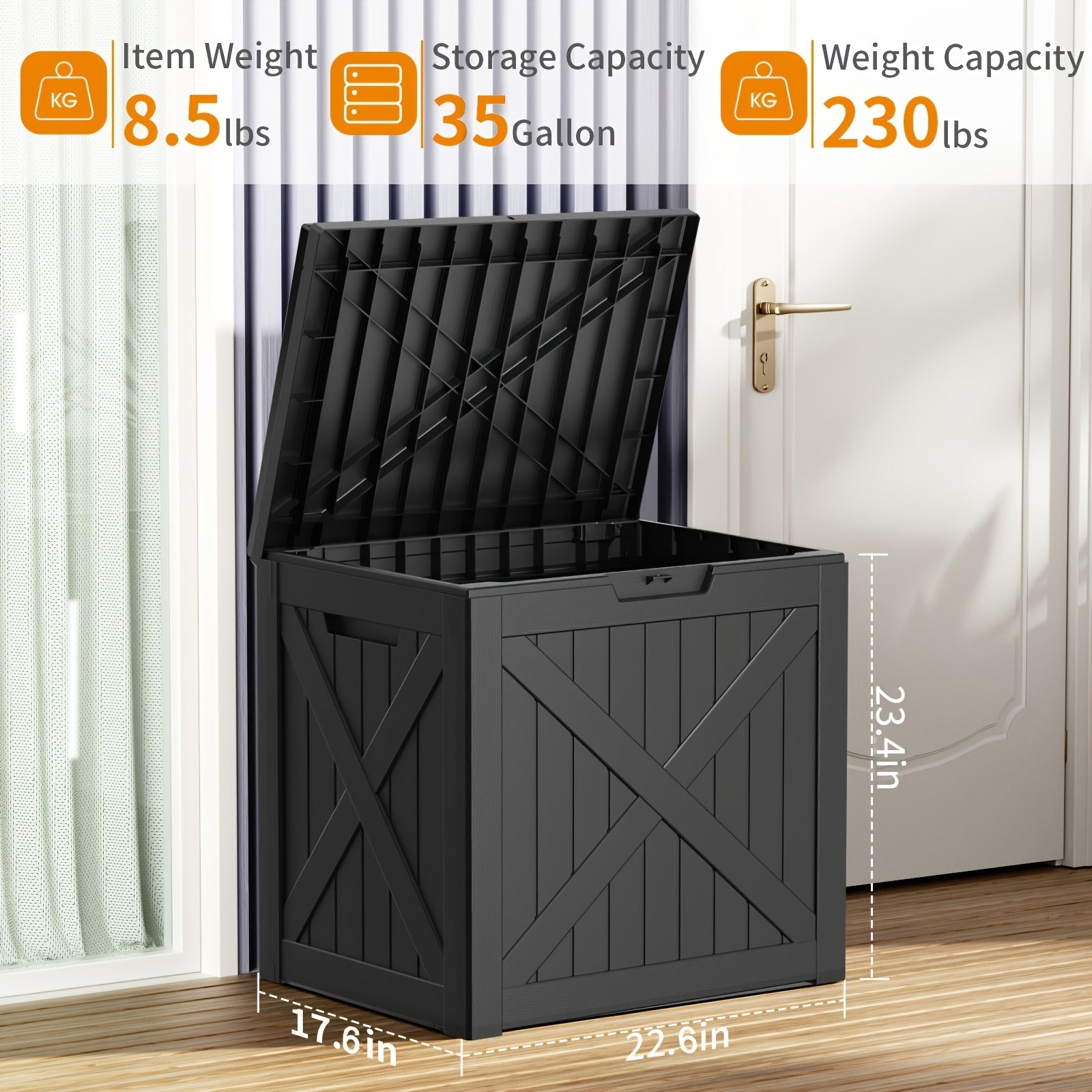 X-Sturdy 35 Gallon Large Resin Outdoor Storage Box, Weatherproof, UV Resistant - Heavy Duty Deck Box for Patio Furniture, Pool Tools, Outdoor Tools And Gardening Tools. Lockable, Perfect Holiday Gift for Halloween, Christmas, Thanksgiving, Box
