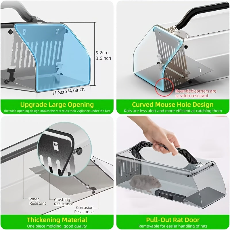 Humane Fully Automatic Mouse Trap, Live Capture Without Harm, Continuous Capture, Design, Suitable for Home And Outdoor Use