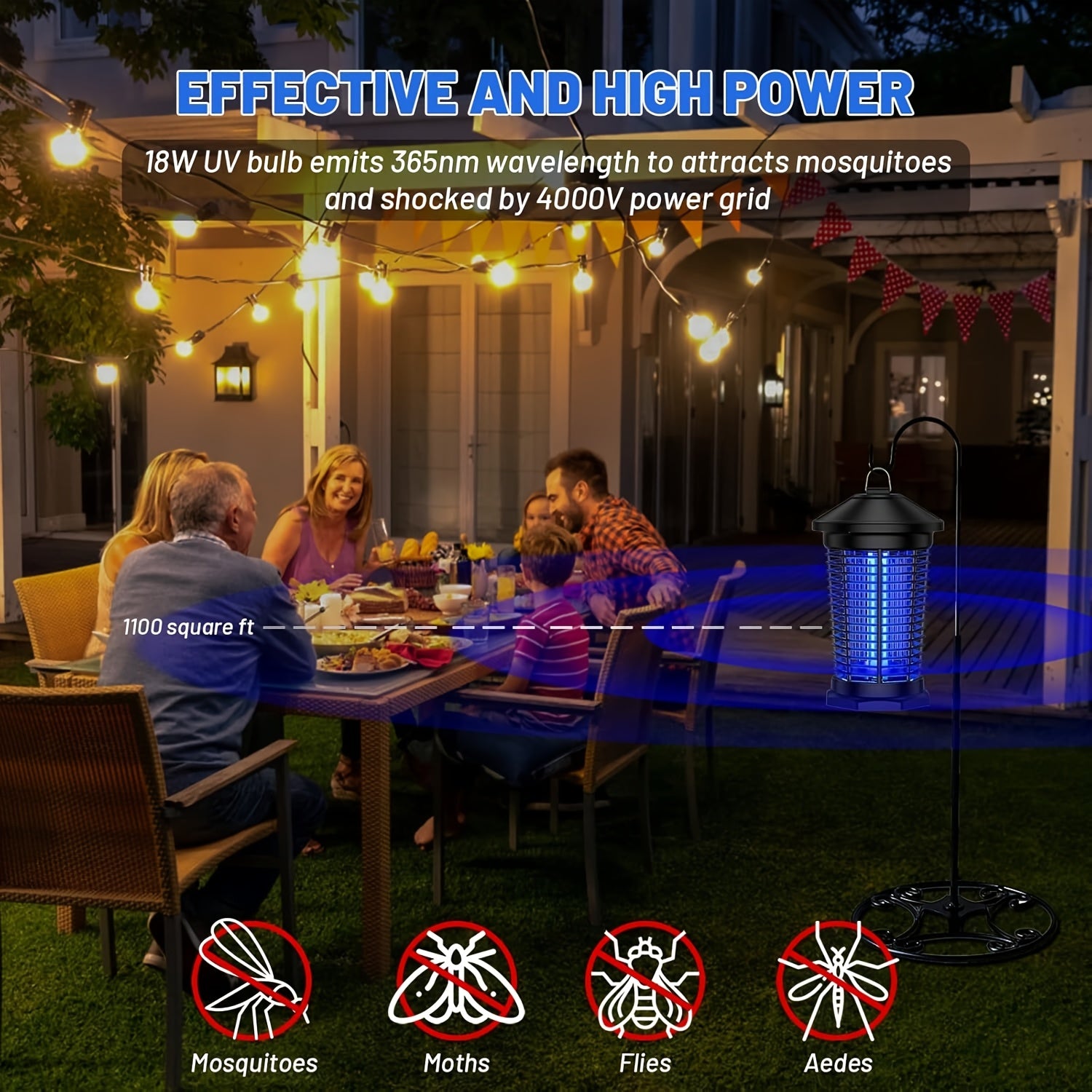[Indoor & Outdoor Use] Ultimate Portable Mosquito Killer 4000V Electric Mosquito Zapper, UV Attractant + Diamond Grid, Indoor & Outdoor Use, Perfect For Home, Backyard & Camping!(Free Screwdriver And Cleaning Brush)