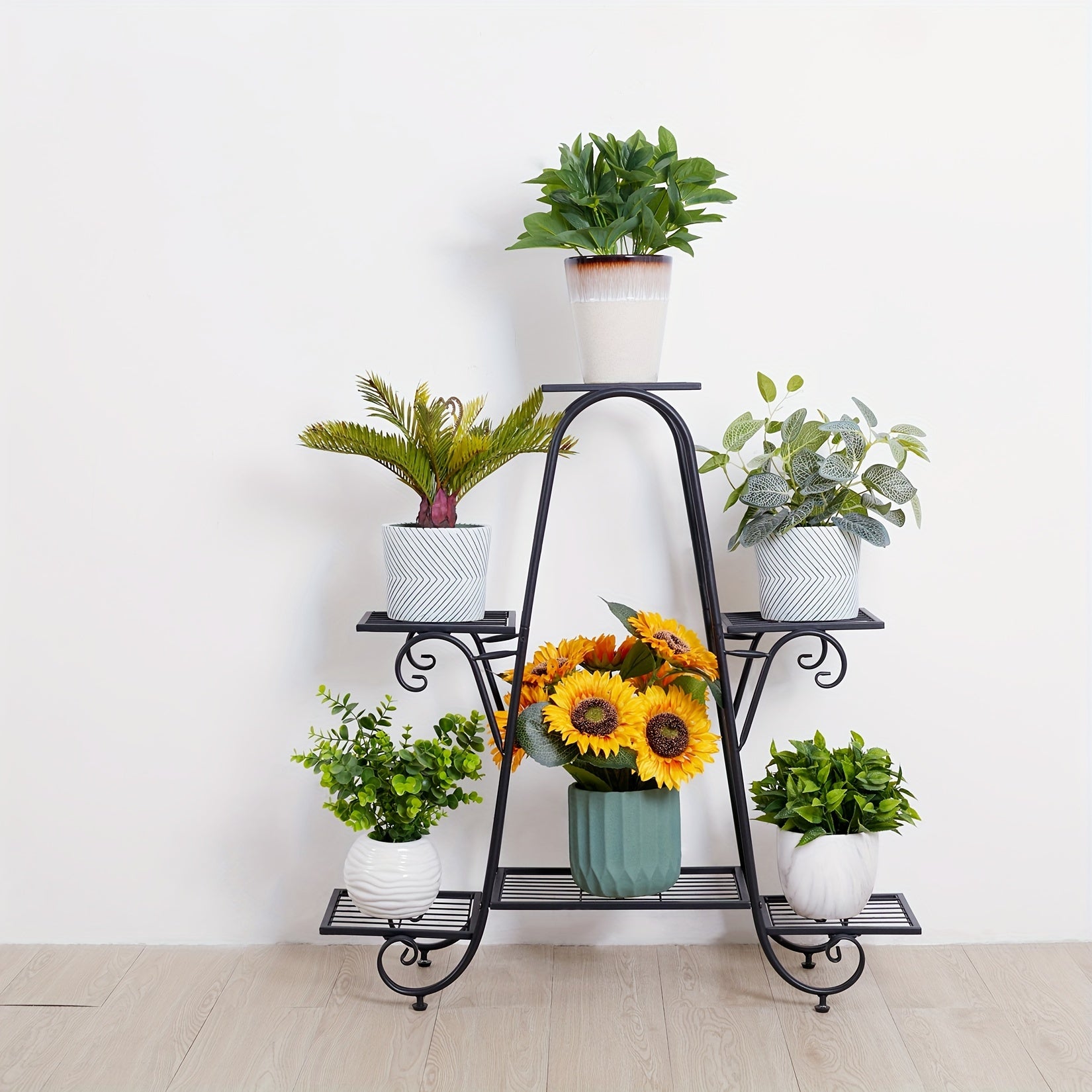 Plant Stand Multi-layer: 6 Tier Plant Stands For Indoors And Outdoors, Flower Pot Holder Shelf For Multi Plants, Black Metal Plant Stand For Patio
