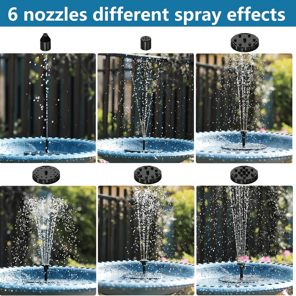 1W/1.5WSolar Polysilicon Panel Fountain Pump, Diameter 13cm, IPX8 Free Standing Floating Solar Powered Water Fountain Pump, 8 to 20 Inches Water Spray, Outdoor Watering Submersible Pump for Pond, Pool, Garden, Fish Tank, Yard, Birdbath