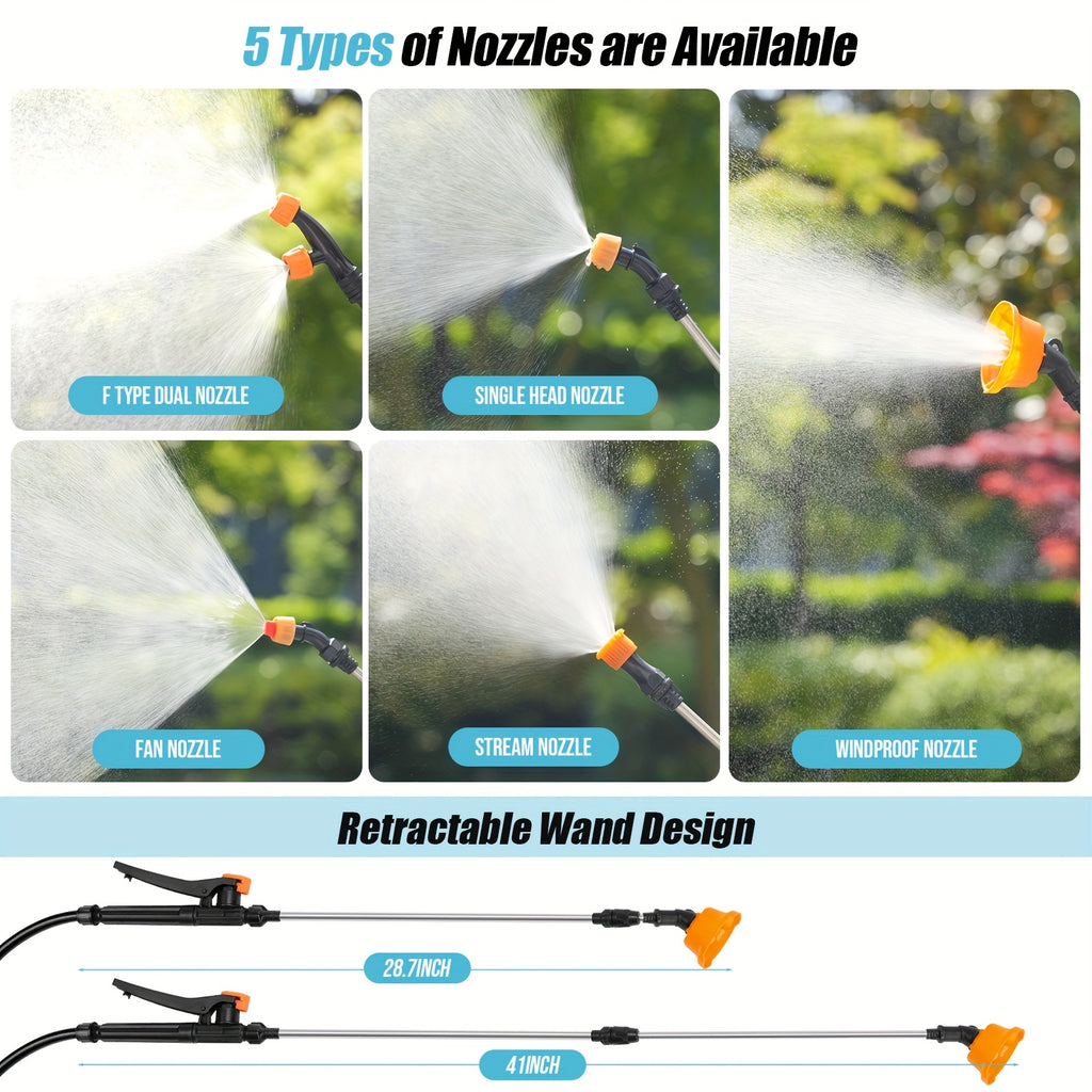 4 Gallon Battery Powered Backpack Sprayer, 0-120 PSI Adjustable Pressure Sprayer With 4000MAH Lithium Battery 12V Powerful Motor, 5 Nozzles With Telescopic Wand, Garden Weed Yard Lawn Sprayer