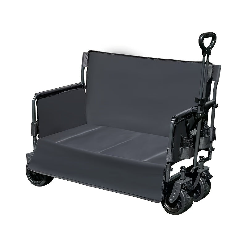 Heavy-Duty 660lb Capacity Foldable Utility Wagon Cart With 60gal Capacity - Convertible To Bench, All-Terrain Wheels & Ergonomic Handle For Camping, Beach, Picnics, Gardening - Durable Metal Frame, Large Foldable Wagon, Garden Tool Hauler