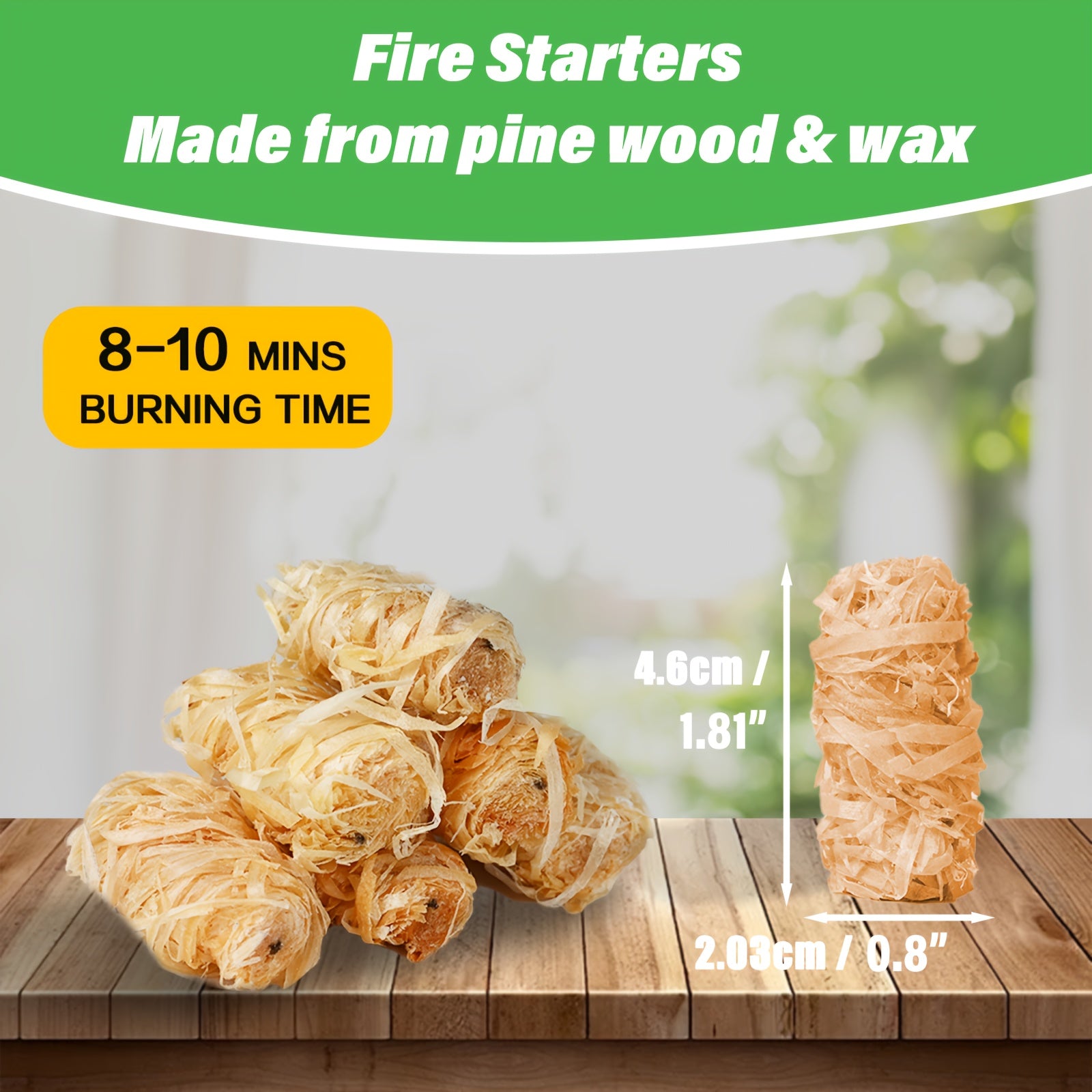 24/60 Get 72/144pcs Natural Fire Starter for Campfires: All Weather Firestarters - Odorless Charcoal Starters for Grill | Fire Pit | Indoor Fireplaces | BBQ | Wood Stove | Smoker