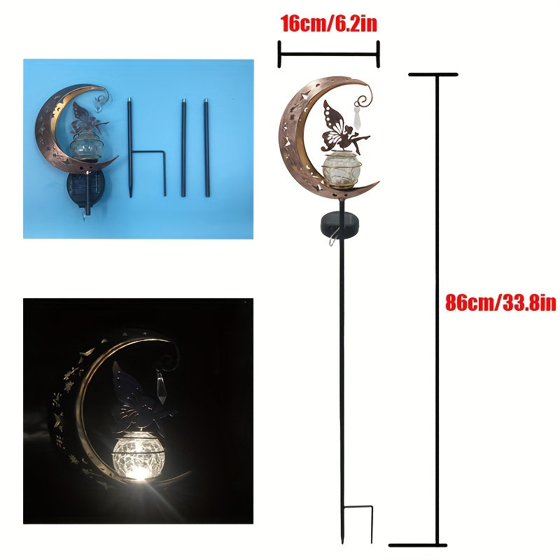 1pc Solar Moon Fairy Garden Lamp - Outdoor, Solar Powered LED Pathway Lights for Walkway, Yard, Lawn, Patio or Courtyard Decoration