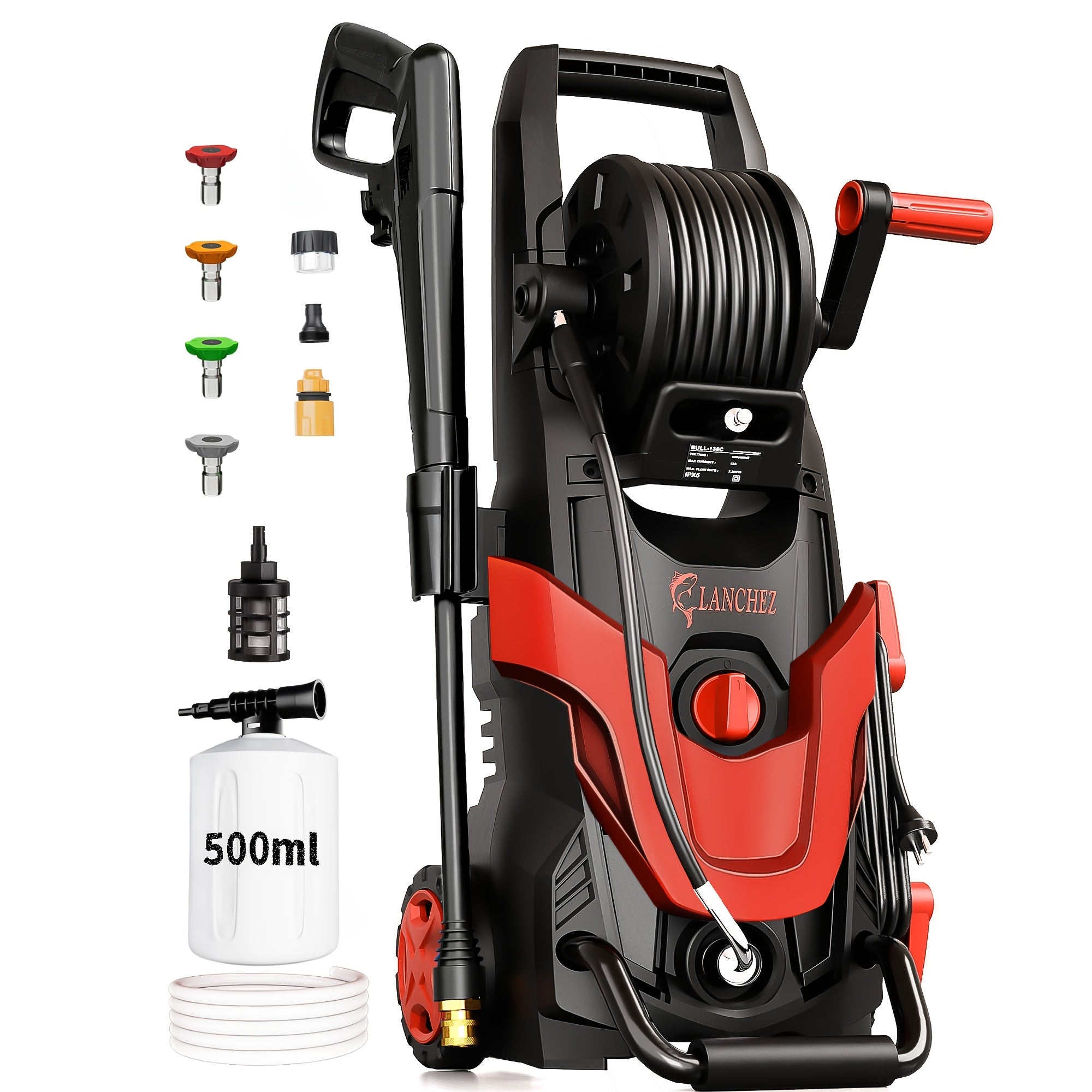 4800PSI High Pressure Washer, IPX5 Electric Power Washer W/ 16.91oz Foam Cannon, 6 Quick Connect Nozzles, 35Ft Hose & Water Filter for Car Wash, Home, Driveway, Patio, Fence Cleaning