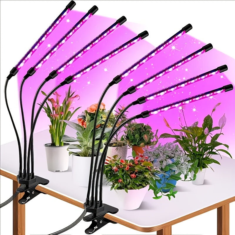 Plant Growth Lamp LED Growth Lamp 4 Heads/ 3 Heads/ 2 Heads. Full-spectrum Clamp-type Plant Growth Lamp Strip. Blue And Red LED. Suitable for Indoor Plants. 5 Levels Of Adjustable Brightness. 3/9/12 Hours Of Timed Operation.