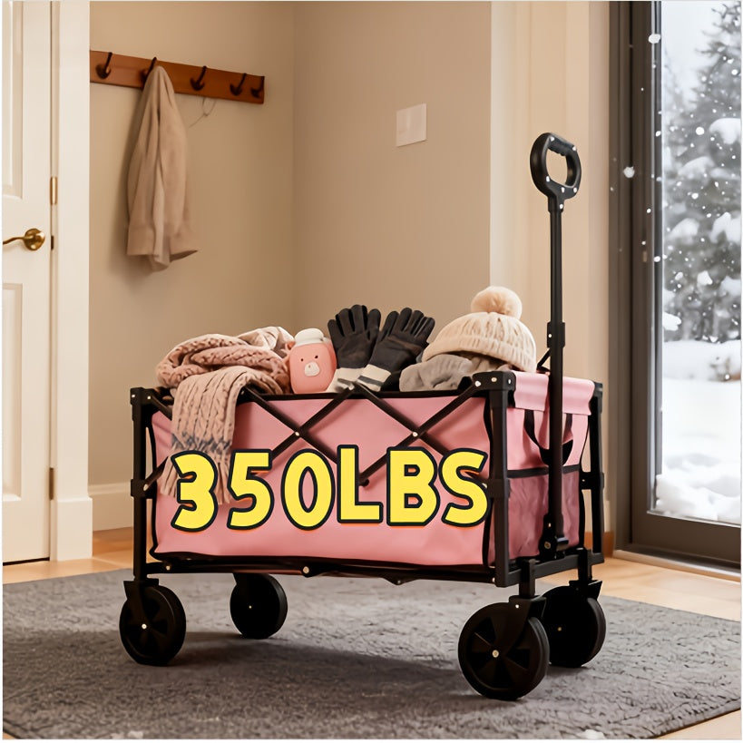 200pcs 350/490/660 Foldable Extra Large Travel Cart, Multifunctional Detachable Outdoor Portable Heavy-Duty Camping Wagon With All-Terrain Wheels, Suitable For Lawns, Sports, Shopping, Beaches, Camping, Toy Storage And Transportation.