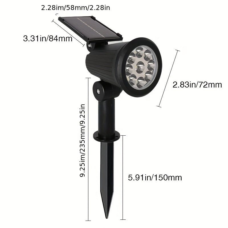 Energy Saving Solar 9LED Landscape Spotlight Set - Multifunctional Garden Mood Light with Adjustable Stake, Crystal Decoration, Suitable for Outdoor Decorations, Perfect for Courtyards, Balconies, Lawns, Walkways, Villas, Playgrounds and Halloween