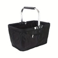 Heavy-Duty Foldable Aluminum Frame Basket with Large Zippered Side Pockets & Oxford Cloth Cover - Insulated Portable Picnic Basket Suitable for Camping, Grocery Shopping, Picnics, Lunch Box Organization