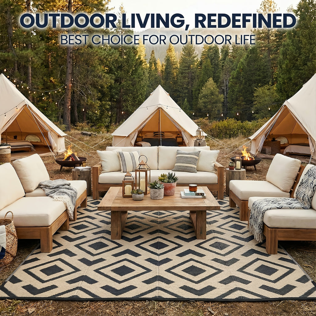 Reversible Mats, Plastic Straw Mat, Modern Area Mat, Large Floor Mat And Mat for Outdoors, RV, Patio, Backyard, Deck, Picnic, Beach, Trailer, Camping