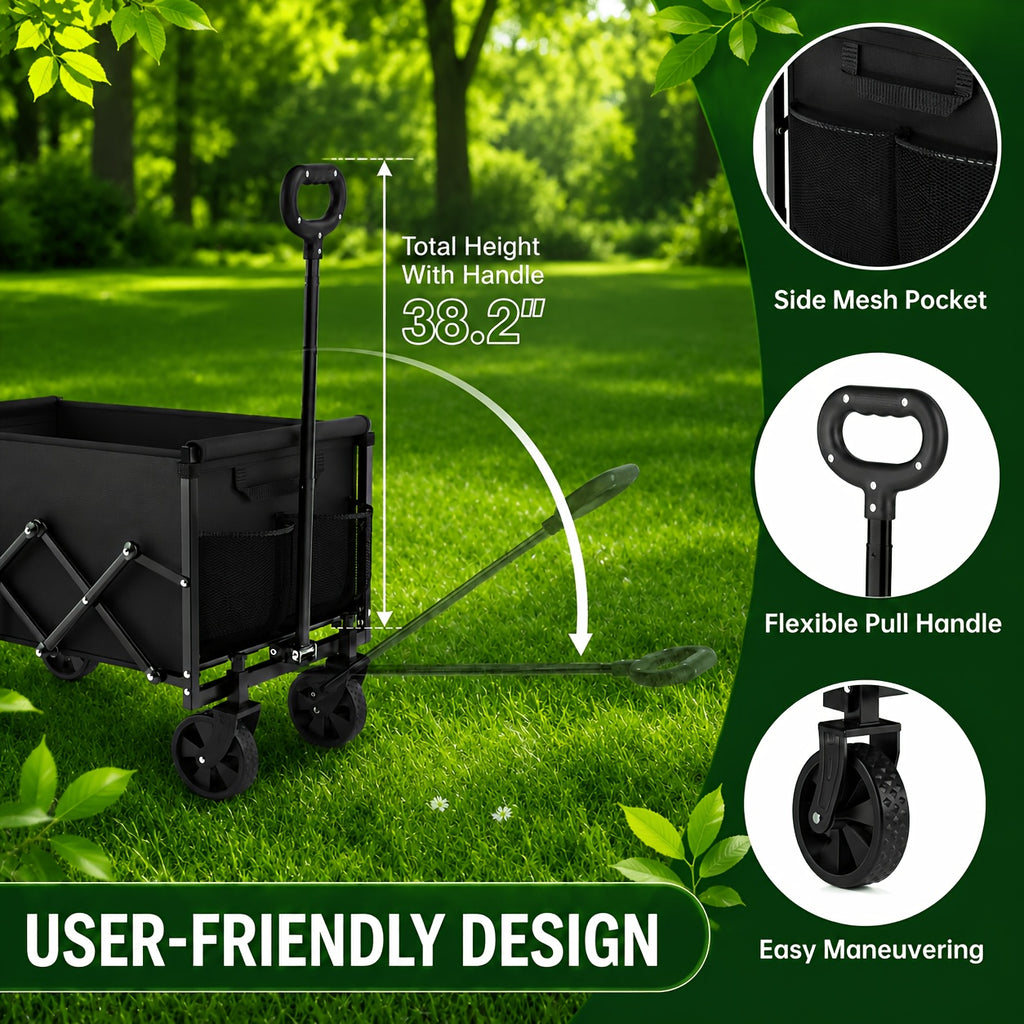 Collapsible Wagon with Wheels, 50/350/450/550 Lbs Wagons Carts Foldable Wagon Cart with Flexible Handle, Lightweight Portable Folding Utility Grocery Shopping Cart for Grocery Sports Garden Camping