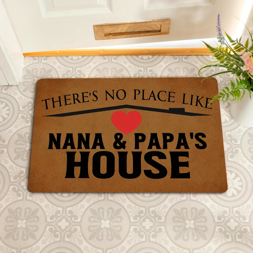 Funny Welcome Doormat Indoor Entray Front Porch with Rubber Back 23.7"(L) x 15.9"(W)There's No Place Like Nana & Papa's House Rubber Non-Slip Backing Entrance Rug Home Decor Front Decorative Mat
