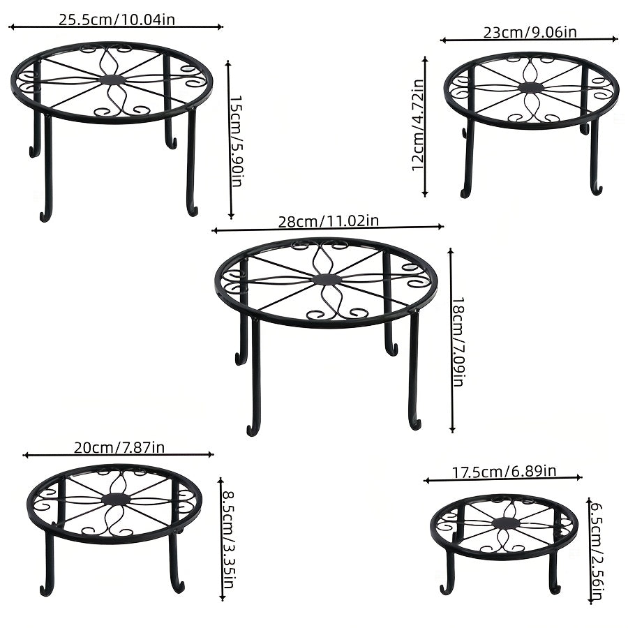 3/4/5pcs Set Of Metal Plant Racks, Indoor And Outdoor Plant Racks, Multiple Heavy-duty Flower Pot Racks, Rust Resistant Circular Plant Racks, Suitable For Decorating Various Scenes Such As Living Rooms, Balconies, Courtyards, Etc.