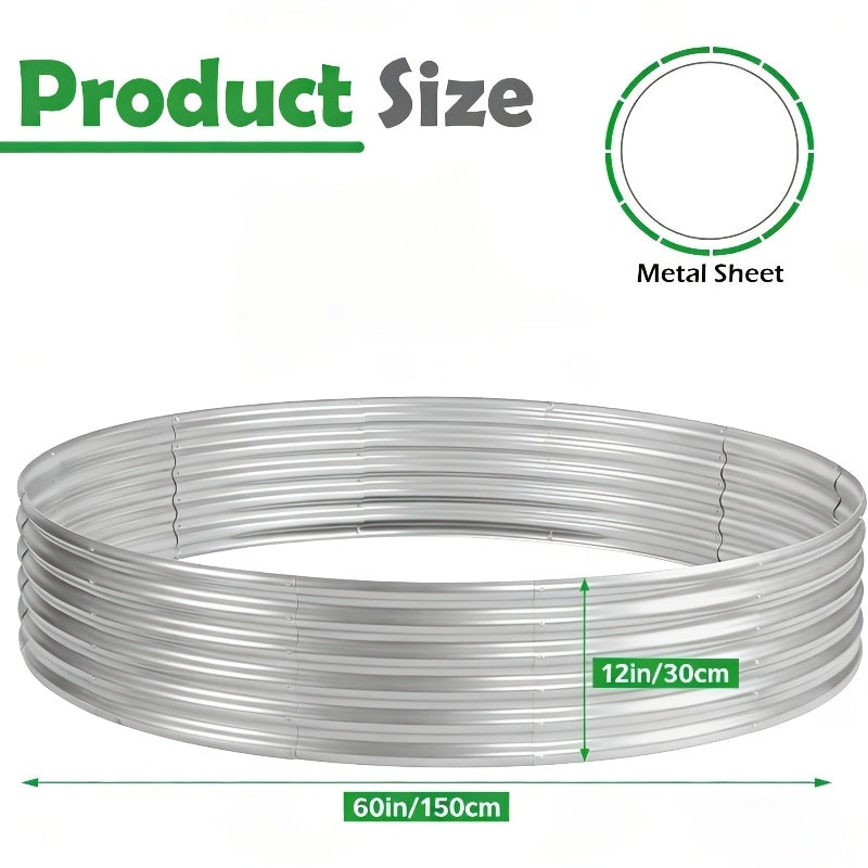 24/36/47 Inch Round Galvanized Fire Pit Ring for Outside Wood Burning, Metal Firepit Liner for Above Ground Outdoor Camping Beach Backyard Park
