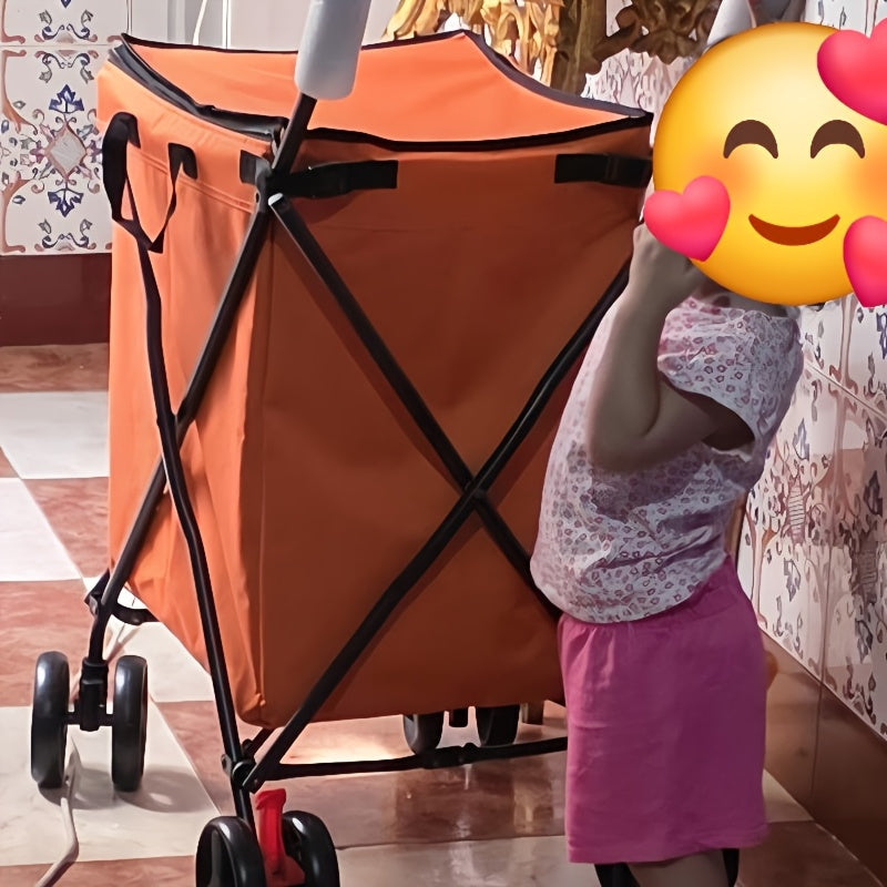 4 Wheel Folding Garden Wagon Cart | Heavy Duty 26.42gal Utility Wagon with Removable Canvas Bag | for Gardening, Yard Work, Farming, Grocery Shopping | Load Capacity 176.37LB