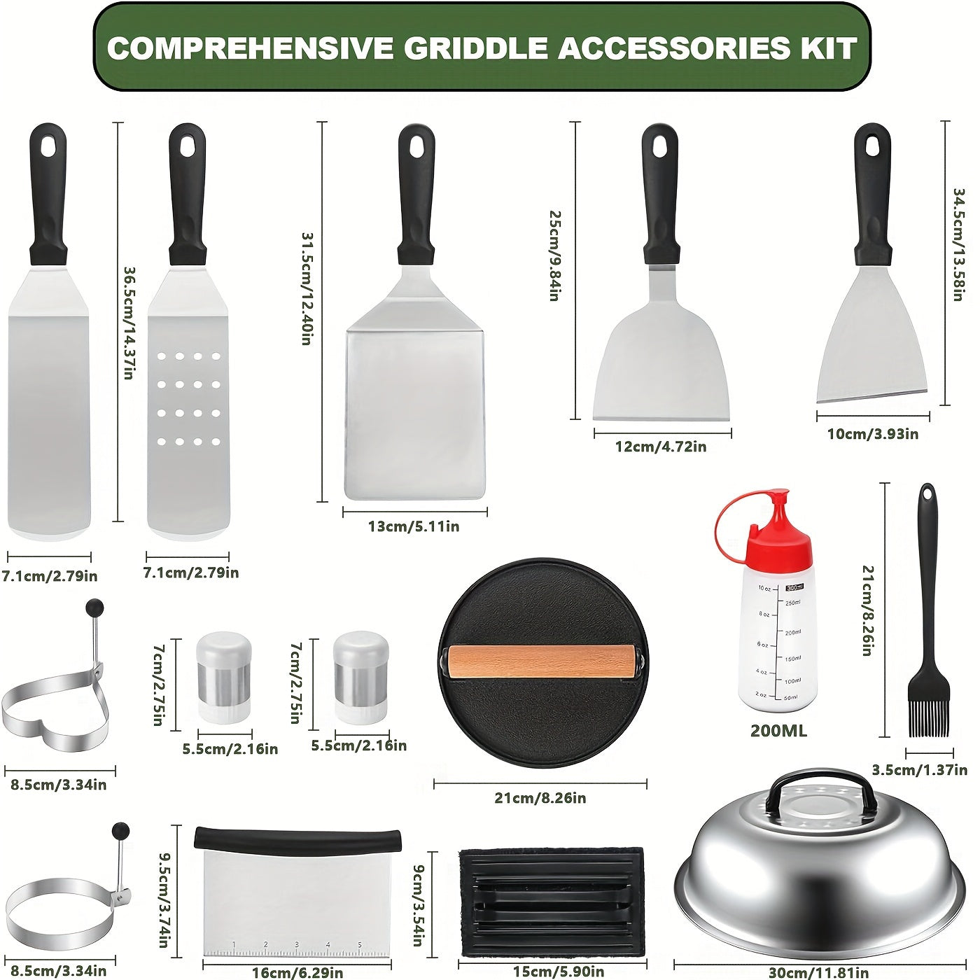 17/19pcs Of Flat-bottomed Baking Tray Accessories Set, Barbecue Set, Barbecue Accessories, Teppanyaki, Meat Pressure Plate, Kitchen Tools, Suitable for Family Kitchens, Outdoor Barbecues And Courtyard Dinners.