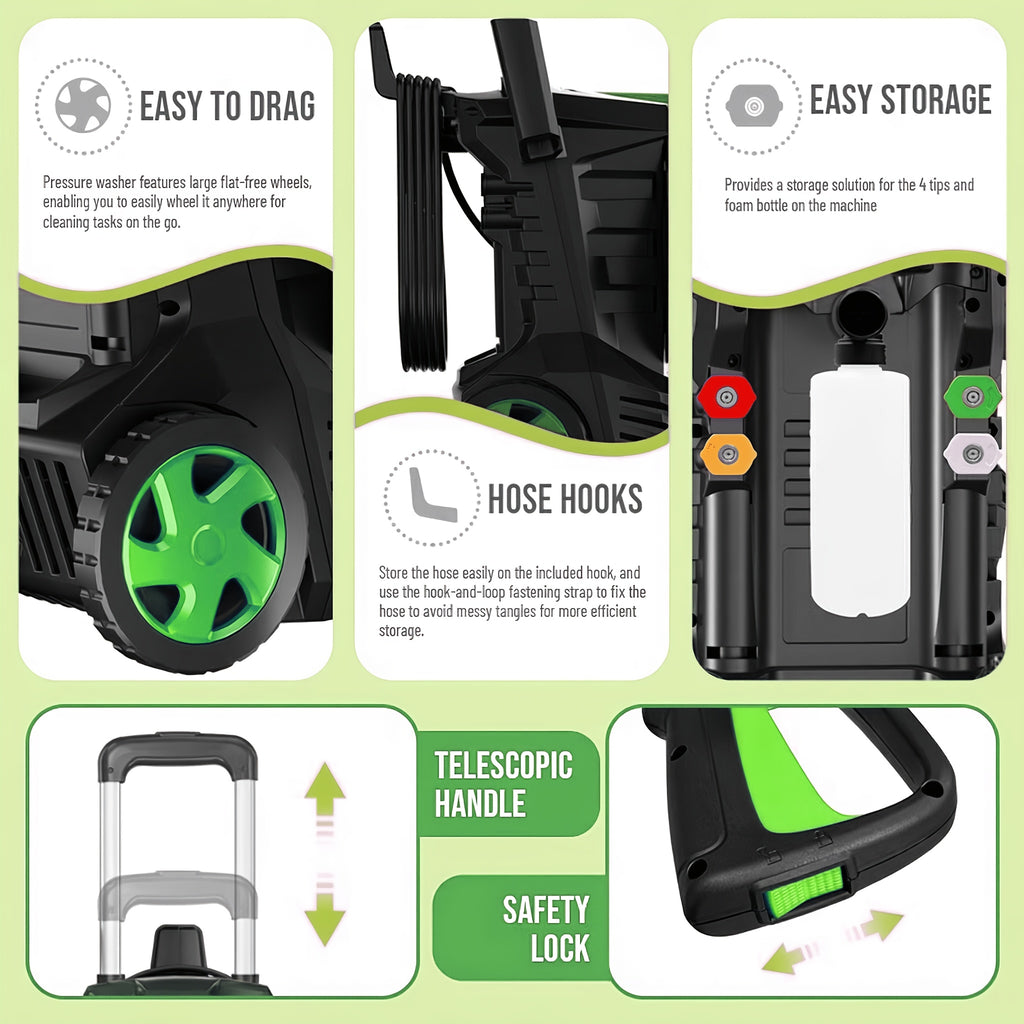 Electric Pressure Washer Power Washer - 4800 PSI 3.2 GPM Wash Machine Electric Powered with Foam Cannon for Car, Floor, Garage, Patio Washing