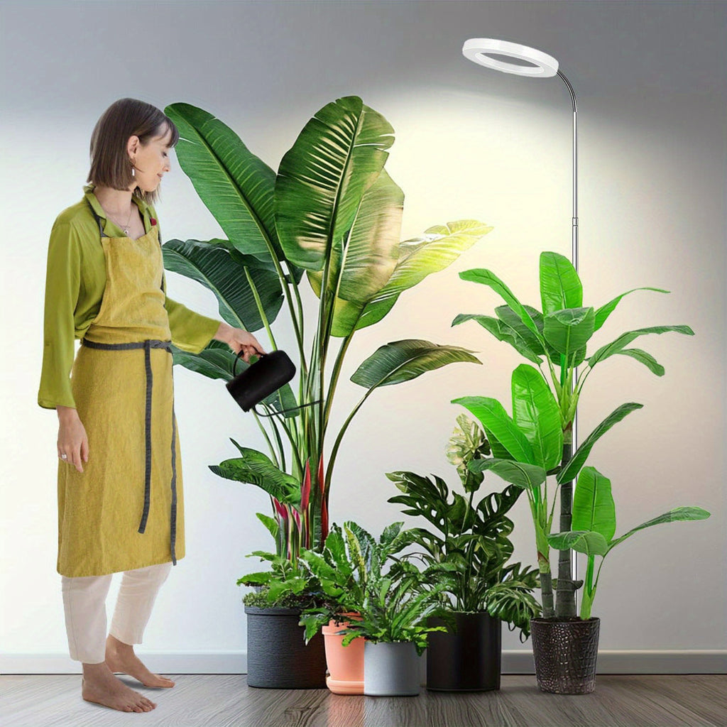 Grow Light, Full Spectrum Plant Lights for Indoor Growing with Gooseneck, 3 Colors Modes and 10 Dimmable Levels, 3/6/12H Timer, 65'' Height Grow Lamp for Large Plants