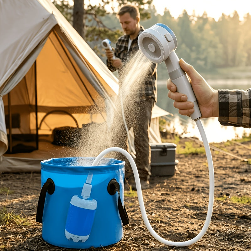 Portable Shower Pump And Outdoor Camping Shower (5000Mah); Suitable for Washing Cars And Motorcycles, Showering While Hiking Or Camping, Beach Trips, Gardening And Crop Irrigation, Bathing Pets, Cleaning The Yard, And Outdoor Fishing