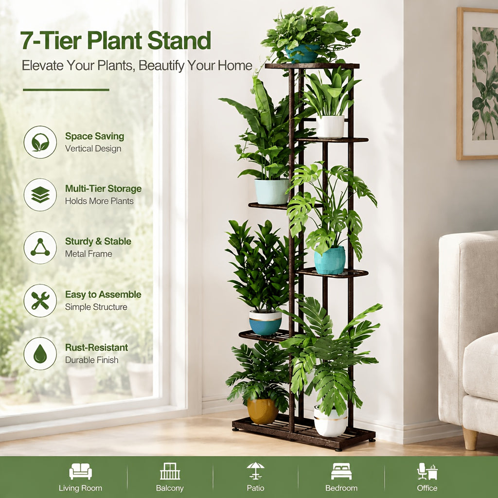 5 Pot/6 Pot/7 Pot- Potted Metal Plant Stand | 31.5In/37.4In/41.3In High Multi-Layer Plant Stand, Suitable for Indoor And Outdoor Plants, Decorations, Living Room Corner Plant Stand - Ideal for Living Rooms, Balconies