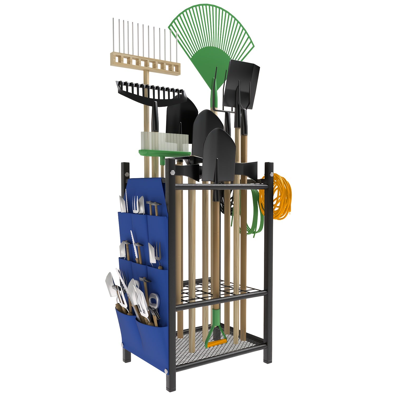 Garden Tool Organizer, Heavy Duty Steel Garden Tool Storage Rack with 5Hooks, Suitable for Garage, Broom Rack And Garden Tool Rack, Shed, Outdoor, In Blue, Red, Green And Purple Gifts for Men, Boyfriends, Husbands, And Partners, A Gift for The Family