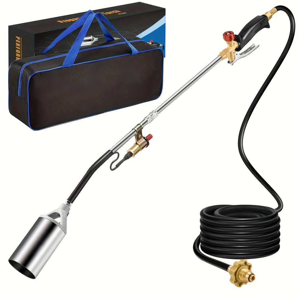 Portable Propane Torch Weed Burner Kit with Storage Bag, High Output BTUs Weed Torch with 10ft Hose, Self Igniter Weed Flame Torch for Weeding, Campfires, Roofing, Melting Snow And Ice, Road Marking, Perfect Gift for Birthdays, Holidays & More