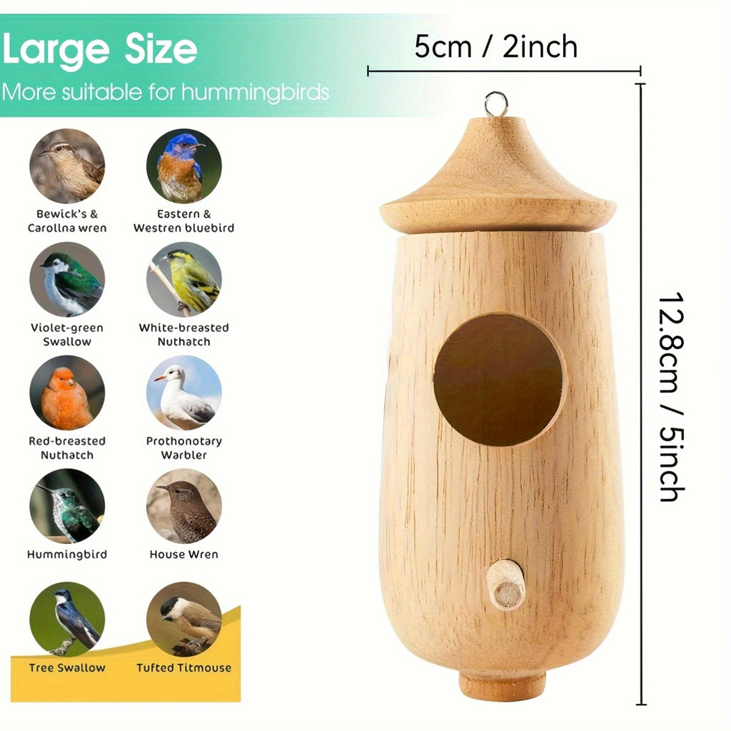 Set of 3 Wooden Hummingbird Houses for Outdoor Use, Perfect for Gardens And Windows, Includes a Bird Feeder, Ideal As a Gift for Bird Enthusiasts