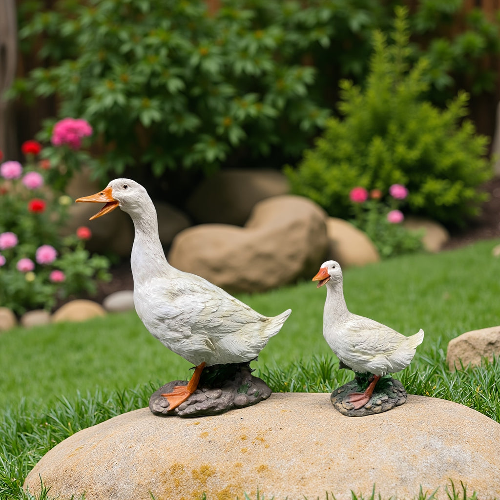 [Lifelike Resin Sculpture] Large White Duck Statue - 17. 3" Lifelike Resin Bird Sculpture for Garden, Patio & Home Decor - Perfect for Outdoor Spaces, for Spring