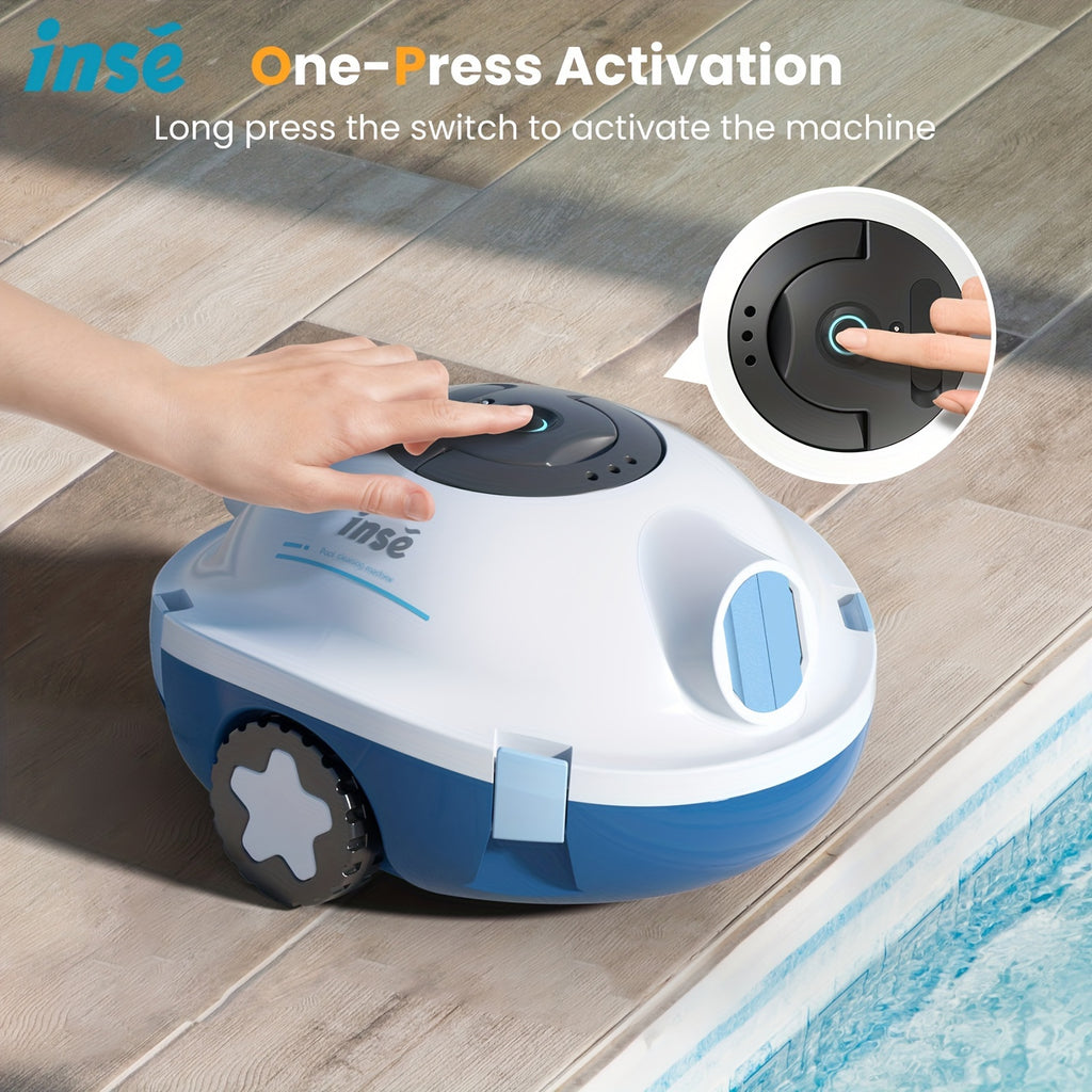 INSE Y10 Cordless Robotic Pool Cleaner, Pool Accessories, Pool Must Haves Automatic Vacuum, 90-Minute Runtime, Waterproof Rating:IPX8,Self-Parking, Lightweight, Ideal for Flat Above/In-Ground Pool Up to 65 Feet/1100 Sq.Ft