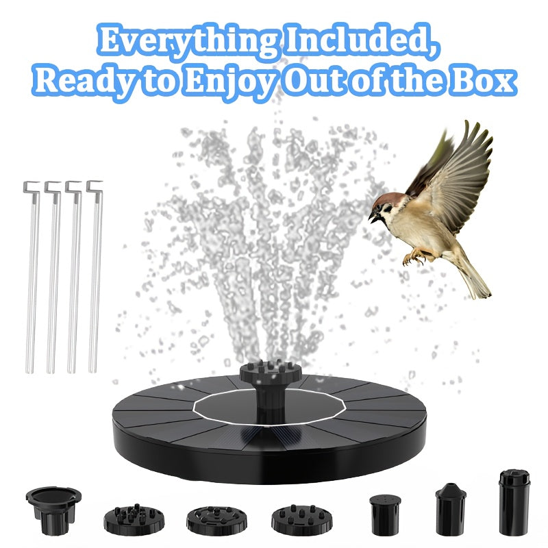 1.4W Solar Bird Bath Fountain Pump, Solar Powered Water Pump with 7 Nozzles, Suitable for Gardens, Ponds, Swimming Pools, Fish Tanks, And Aquariums