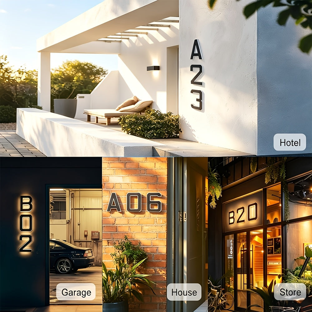 Upgraded 9-Inch Outdoor Solar House Numbering Light, IP44 /Intelligent Light Sensing, Home Address Light Suitable For: Courtyard Wall Exterior Lights/Porches/Residential Luminous Address Signs/Large Modern Style Lighting House Number Lights