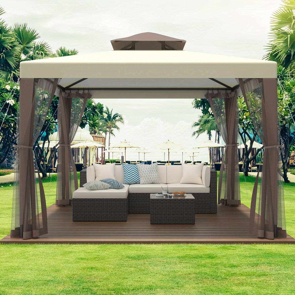 10'x10' Patio Gazebo Tent Mosquito Netting Outdoor Canopy Shelter for Garden