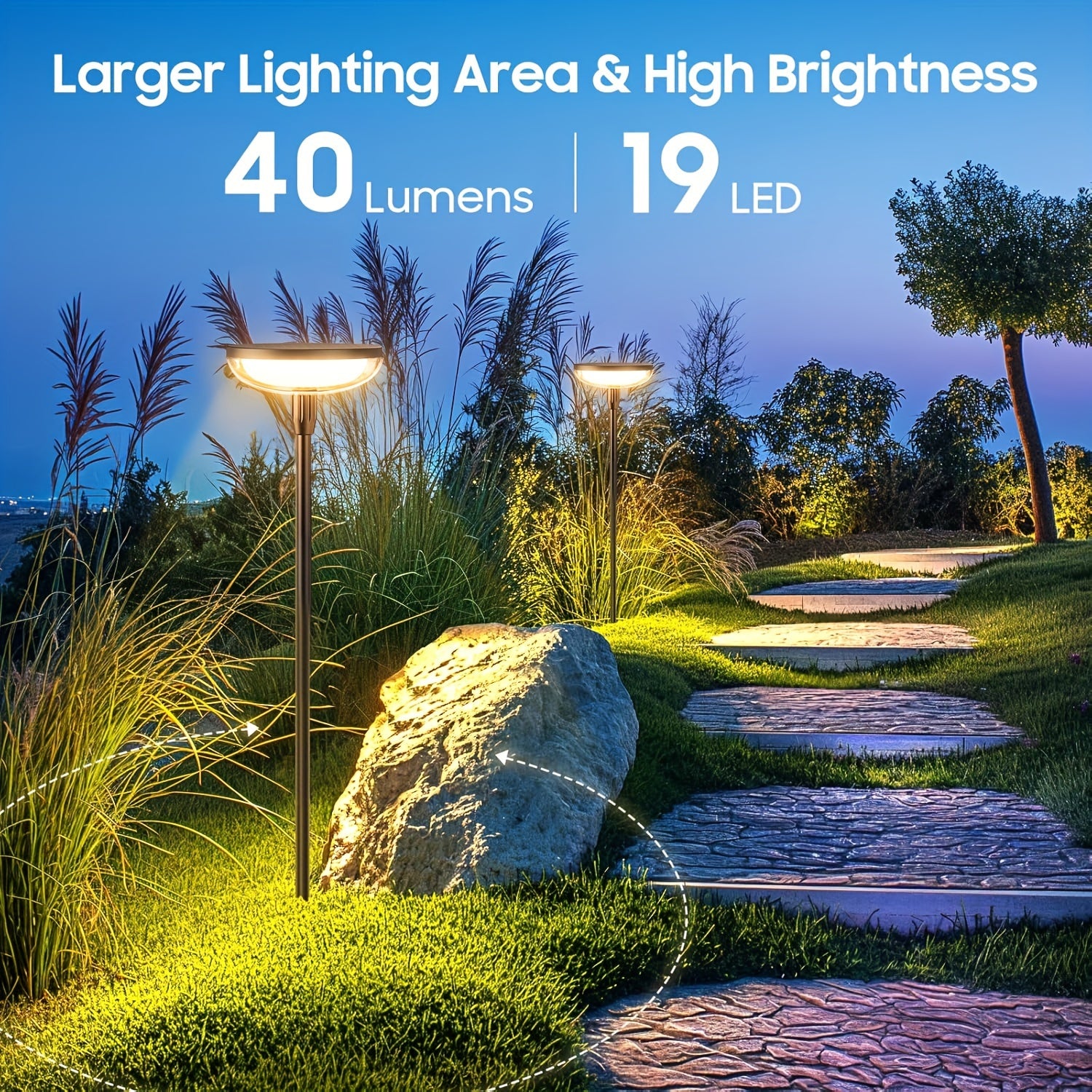 Solar Garden Lights, 2/6 Pack 40LM Bright Solar Lights Outdoor, Up to 14Hrs, 31" Tall Solar Pathway Lights Outdoor Waterproof, Auto On/Off Outdoor Solar Lights for Yard Outside Patio Path Lawn
