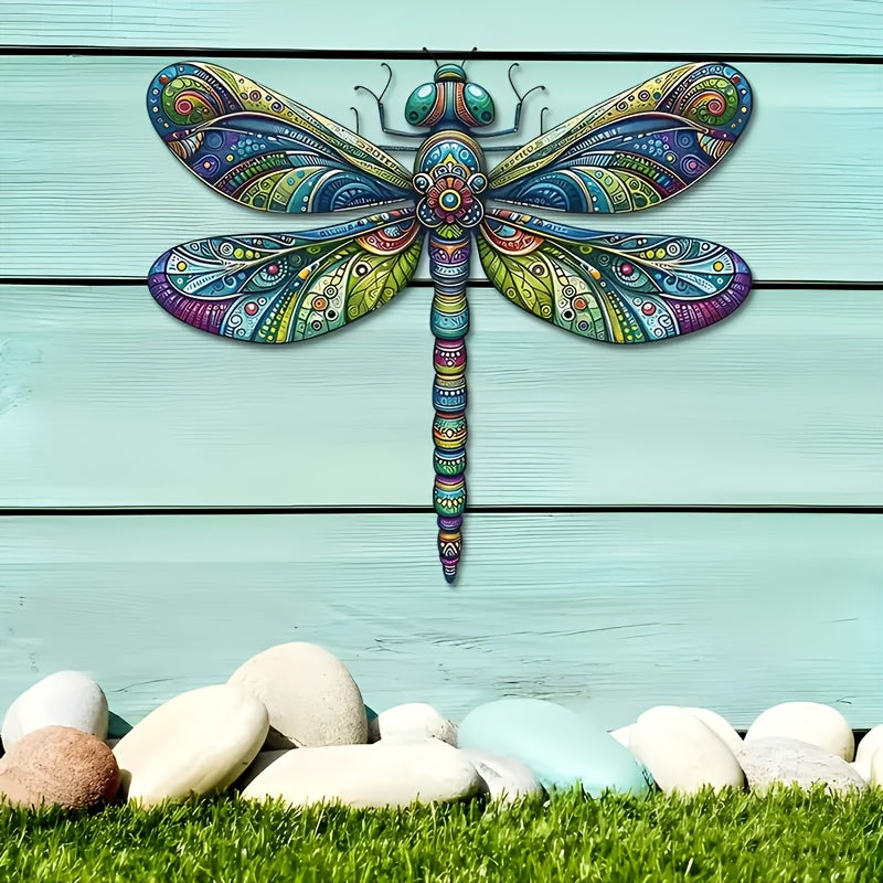 A Metal Dragonfly Relief, Meticulously Hand-Carved. It Features Three-Dimensional Wings And Compound Eyes, with Intricate Details. The Matte Black Background Enhances Its Depth