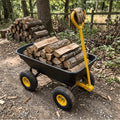 Multi Functional Heavy-duty Four-wheel Garden Handcart, Heavy-duty Steel Frame Structure, Plastic Body, All Terrain Outdoor Yard Handling Vehicle With D-shaped Handle Steering, Suitable For Outdoor Gardening, Lawn, Farm, And Building Handling