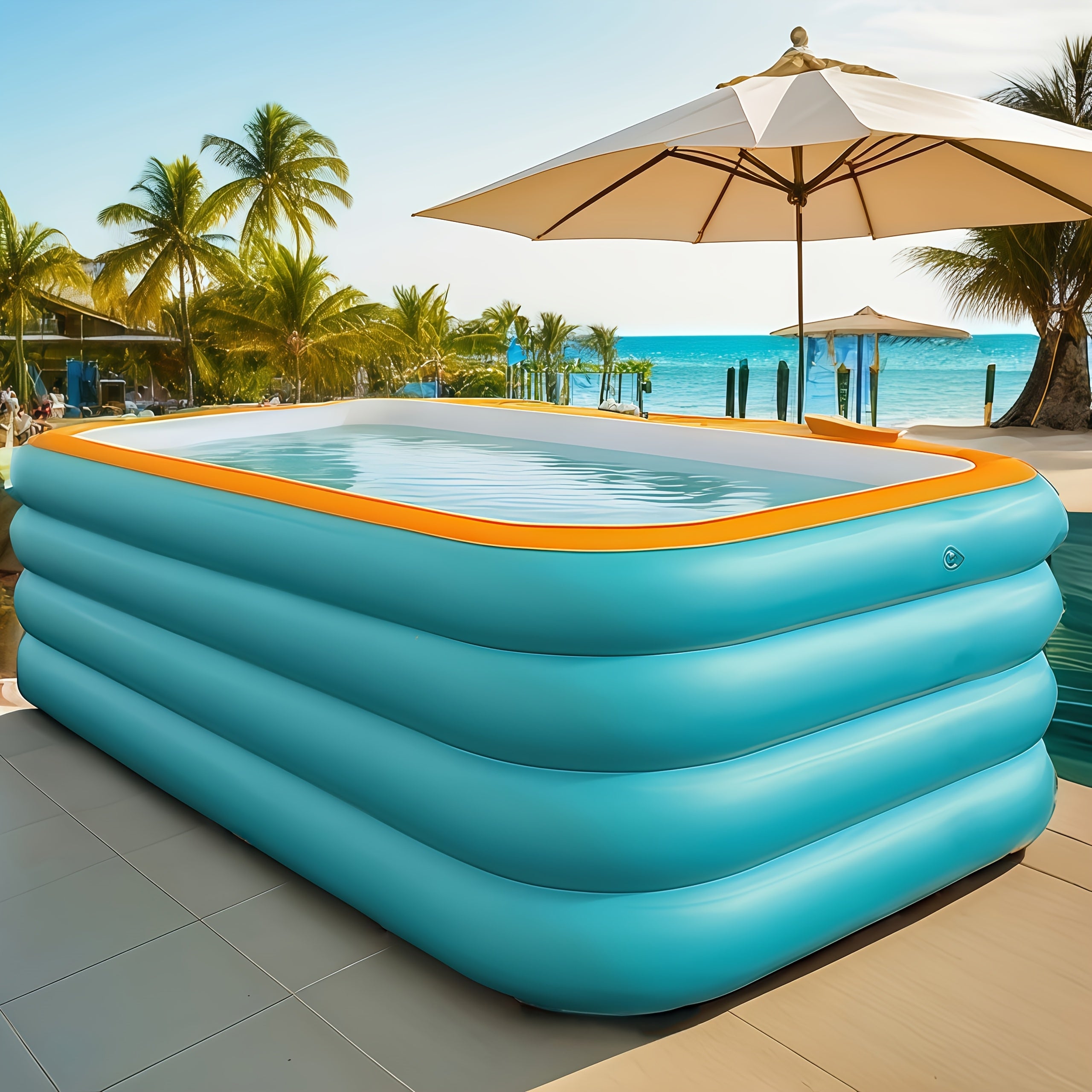 102.3-Inch Large, Spacious Adult-Sized Inflatable Family Pool. Durable And Sturdy Construction, Quick And Easy to Set Up, Perfect for Outdoor Fun And Relaxation at Summer Parties, Holidays, And Family Gatherings