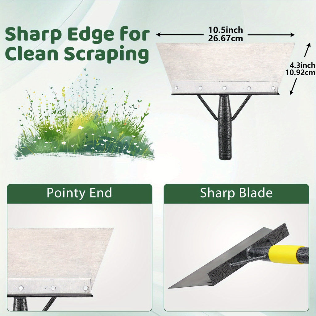 YEYEBEST Garden Flat Shovel Scraper, 60/74/88 Inch Long Multifunctional Garden Cleaning Shovel Available for Selection, Heavy Duty Floor Scraper Long Handle, Metal Weeding Scraper for Lawn Edging, Snow Ice Removal