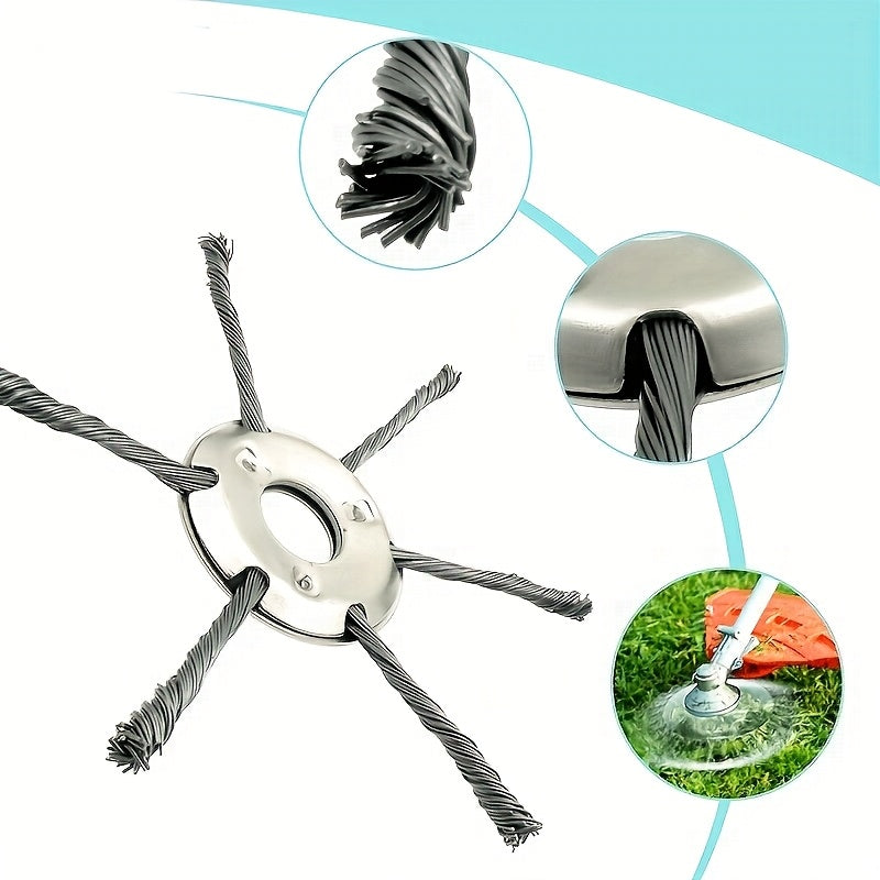 Durable Grass Trimmer Head for Lawn Mowers, Featuring a Wire Brush Head with Knotted Wire, 24.5Mm, Designed As a Replacement Tool for Brush Cutter Attachments