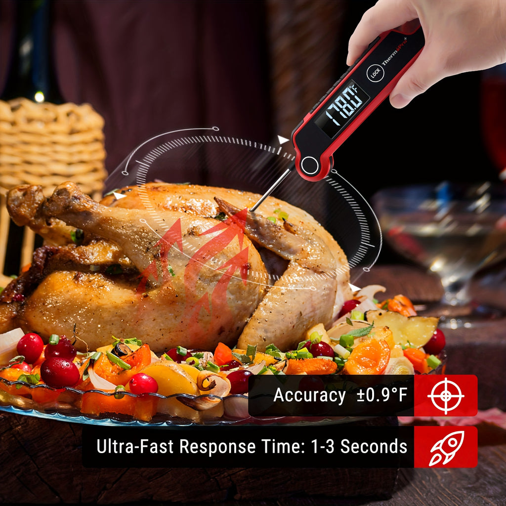 ThermoPro TP620 Instant Read Meat Thermometer Digital, Cooking Thermometer with Large Auto-Rotating LCD Display, Food Thermometer Digital for Kitchen, BBQ, Or Grill