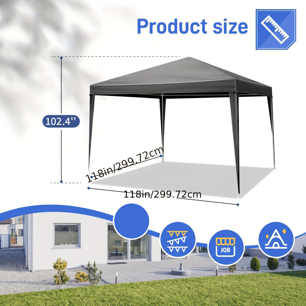 10X10Ft Outdoor Party Tent, Patio Canopy Tent Gazebo with Removable Sidewalls Instant Event Tent for Cater Events Wedding Birthday Pavilion Beach BBQ Black/ White/ Blue