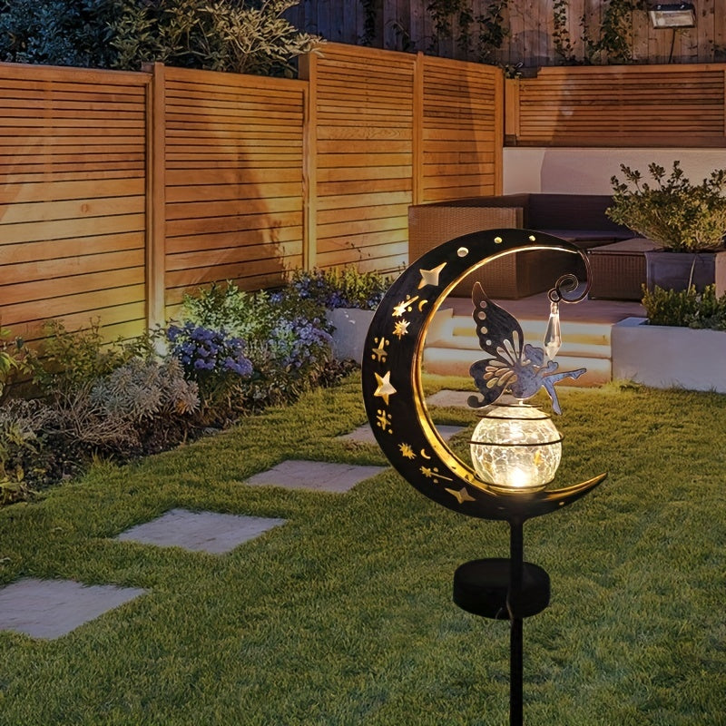 1pc Solar Moon Fairy Garden Lamp - Outdoor, Solar Powered LED Pathway Lights for Walkway, Yard, Lawn, Patio or Courtyard Decoration