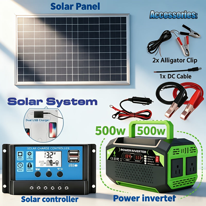 1000W Pure Sine Wave Power Inverter 12VDC to 110V/120V AC for Solar System/RV/Off-Grid/Truck/Home Backup